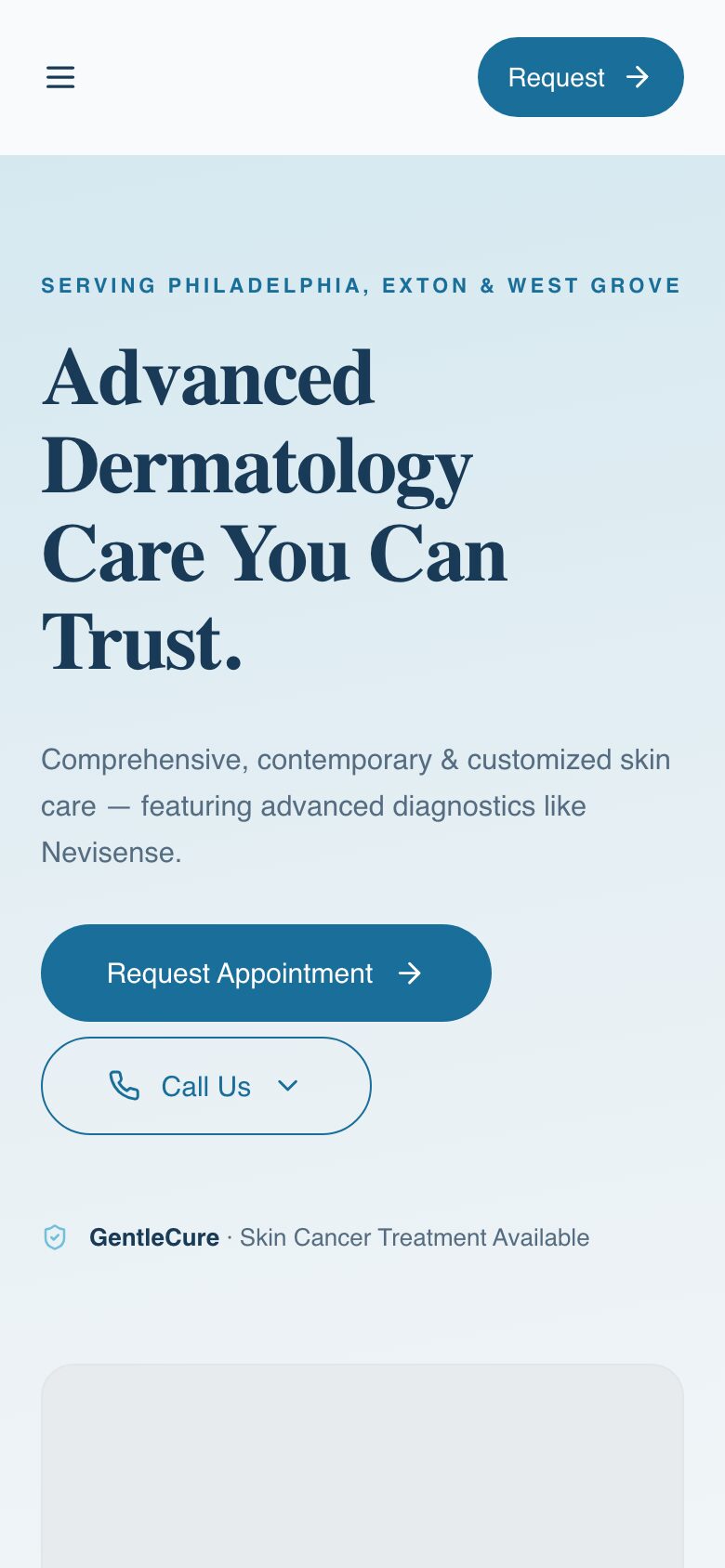 Center City Dermatology, on a phone